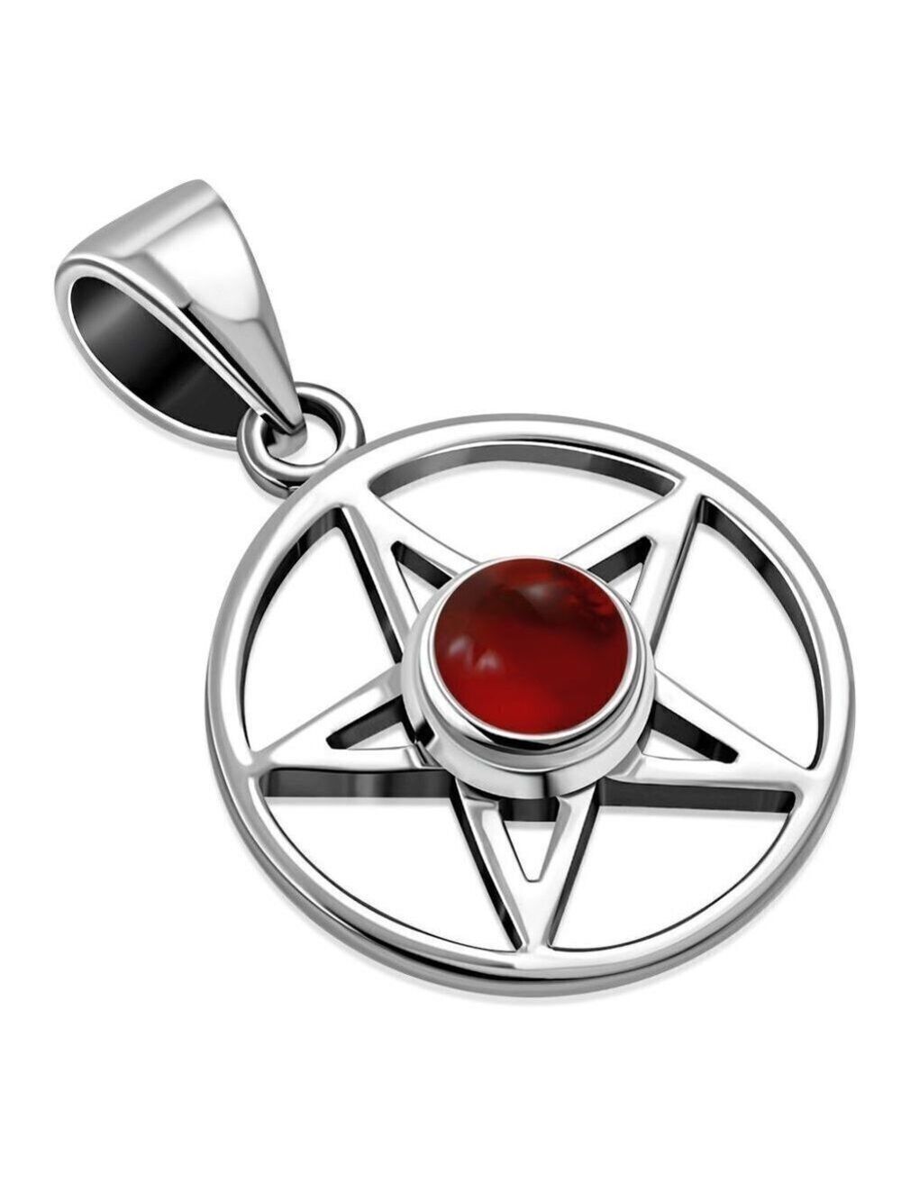 ✴️LAST ONE✴️Carnelian Stone Silver Pentacle Pendant